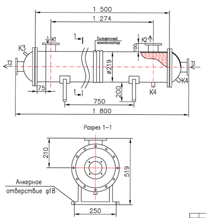 Кожухотрубный теплообменник КС 200-1,5СК-8×0,8-9,0, Ру16 купить на TEPLOOBMENNIC.KZ