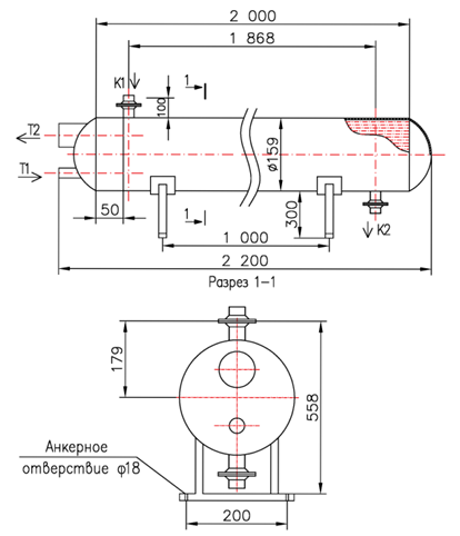 Кожухотрубный теплообменник КС 150-2-8×0,8-6, Ру25/6, AISI 304 купить на TEPLOOBMENNIC.KZ