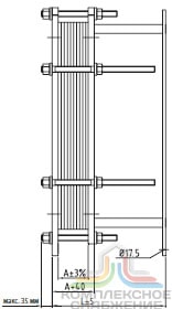 Чертёж теплообменника Danfoss XGC-L013HX вид сбоку