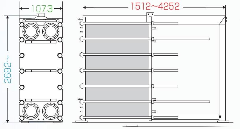 Габаритные размеры пластинчатого теплообменника Анвитэк ATX-70